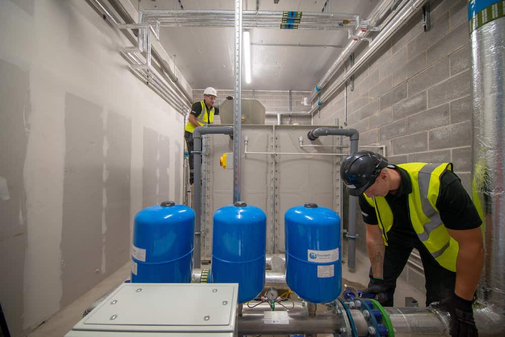 The cold water tank within Bailey Fields, Sheffield by Kimpton
