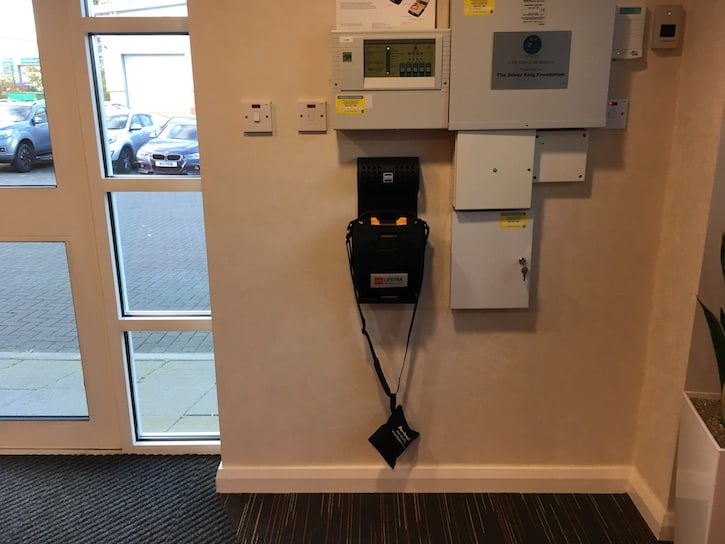 The Defibrillator in reception area at Kimpton Energy Solutions, Wirral