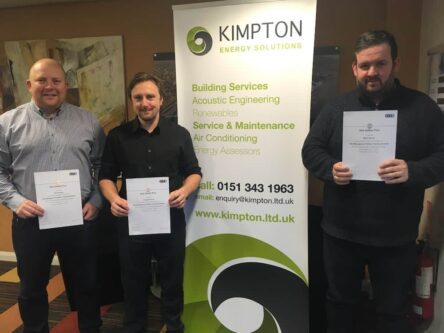 From left to right Paul Davies, Craig Kitching and Mark Farrell of Kimpton's with their SMSTS certificates reduced