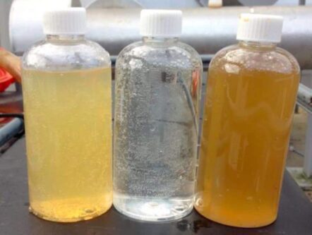 Two weeks later and you can see how clear the backwash has become - chilled water system