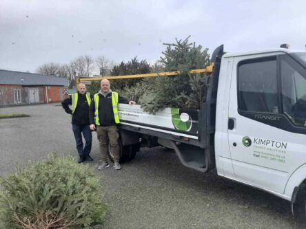 Scott Bennett and Steve Loughran of Kimpton collecting Christmas trees for Nightingale House Hospice 2020