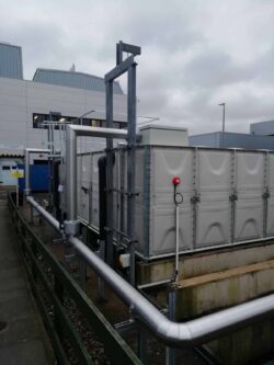 View of the completed cold water tank replacement