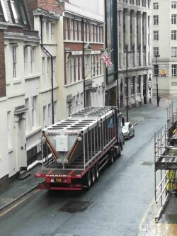 The Dry air coolers arrive on Union Street ready for the lft