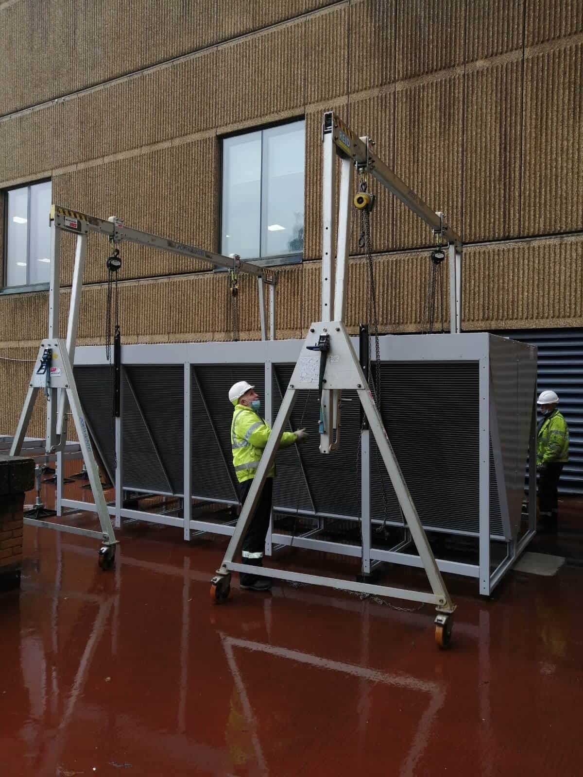 Once on the roof it needs to be held in a frame to make positioning it possible by hand