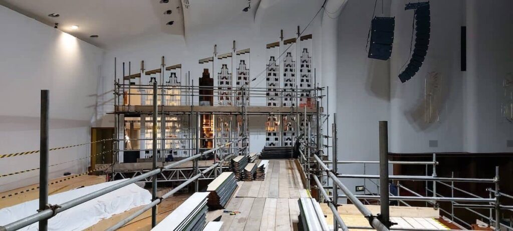 The Organ room at the Philharmonic in Liverpool, ready for the cooling system and the return of the pipework