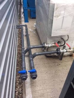 The pipework outside from the chillers