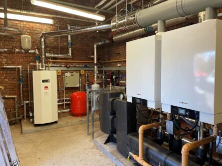 New 120kW Viesmann boilers fitted to their joint manifold.jpg