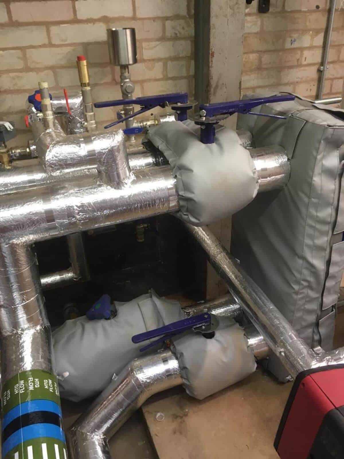 The PHE and valves all lagged and installed