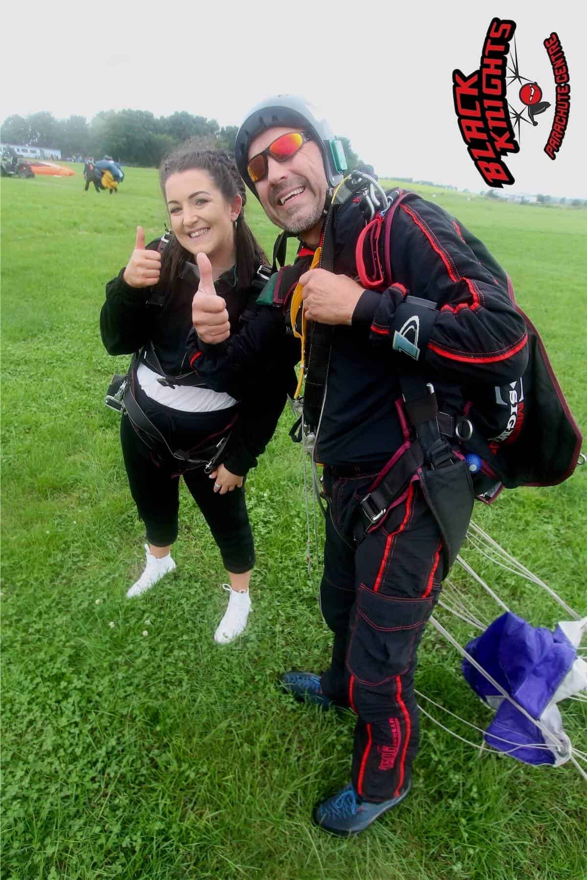 Back on the ground safe and sound for Megan Swanick on the Kimpton Skydive