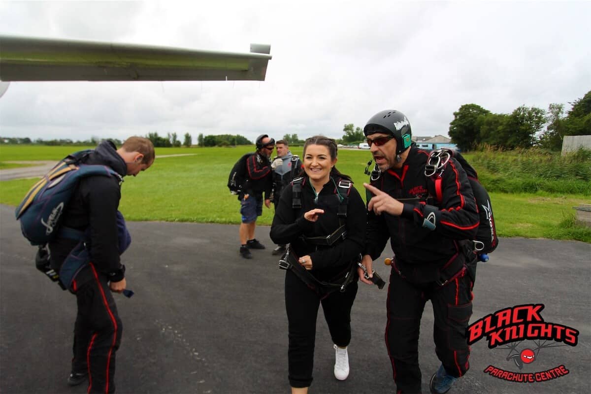 Megan Swanick getting aboard the plane for the Kimpton Skydive