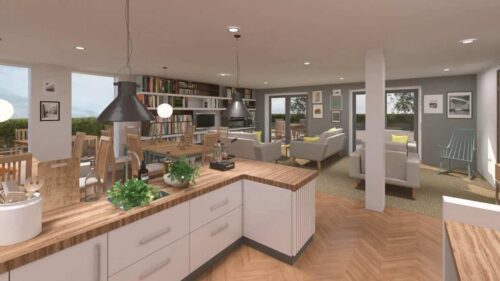 Tir Y Capel new communal area alt view 2 designed by Ellis Williams Architects. Mechanical services by Kimpton