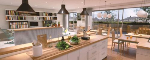 Tir Y Capel new communal area alt view 2 designed by Ellis Williams Architects. Mechanical services by Kimpton