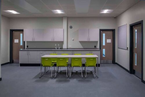 Communal area at Queensferry PRU with M&E inc all renewable technology by Kimpton for Kier Construction