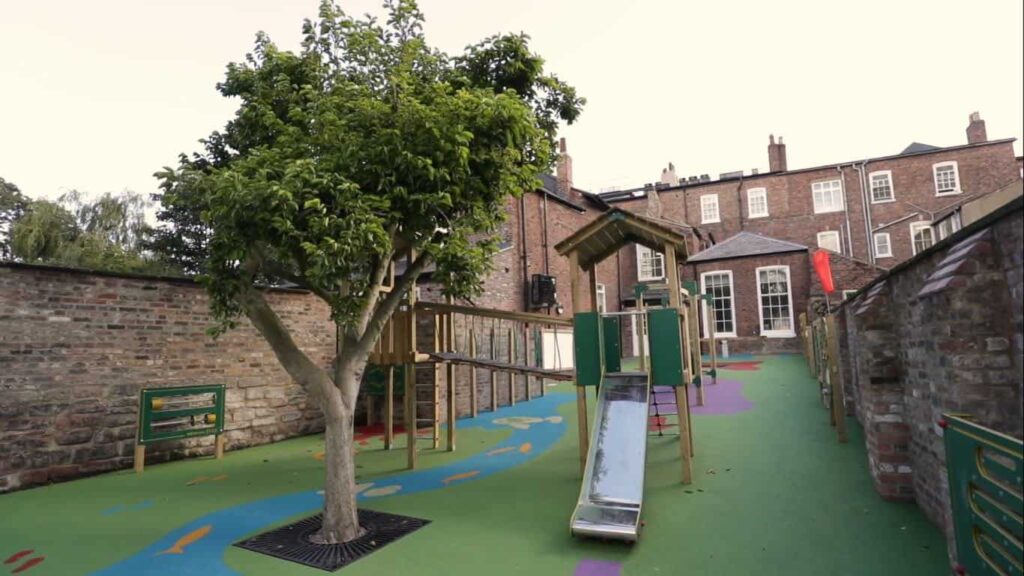 Rear Play space at Abbey School in Chester with new HVAC by Kimpton