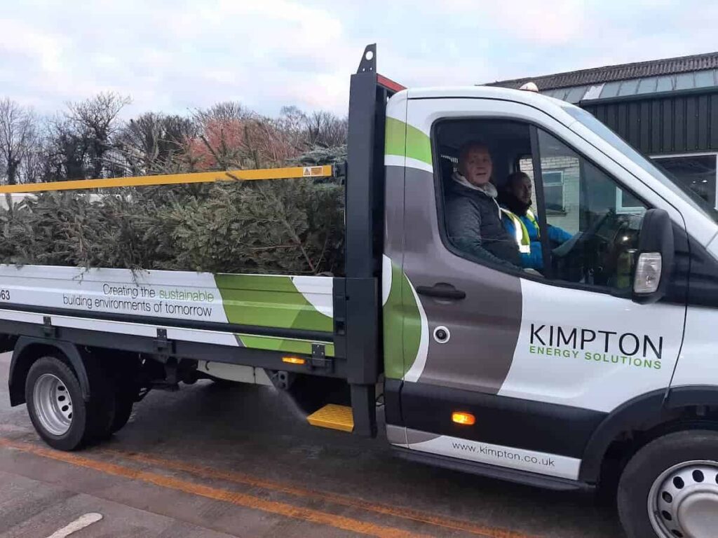 Scott Bennett and Steve Loughran of Kimpton on Christmas Tree Collection duties for Nightingale House Hospice