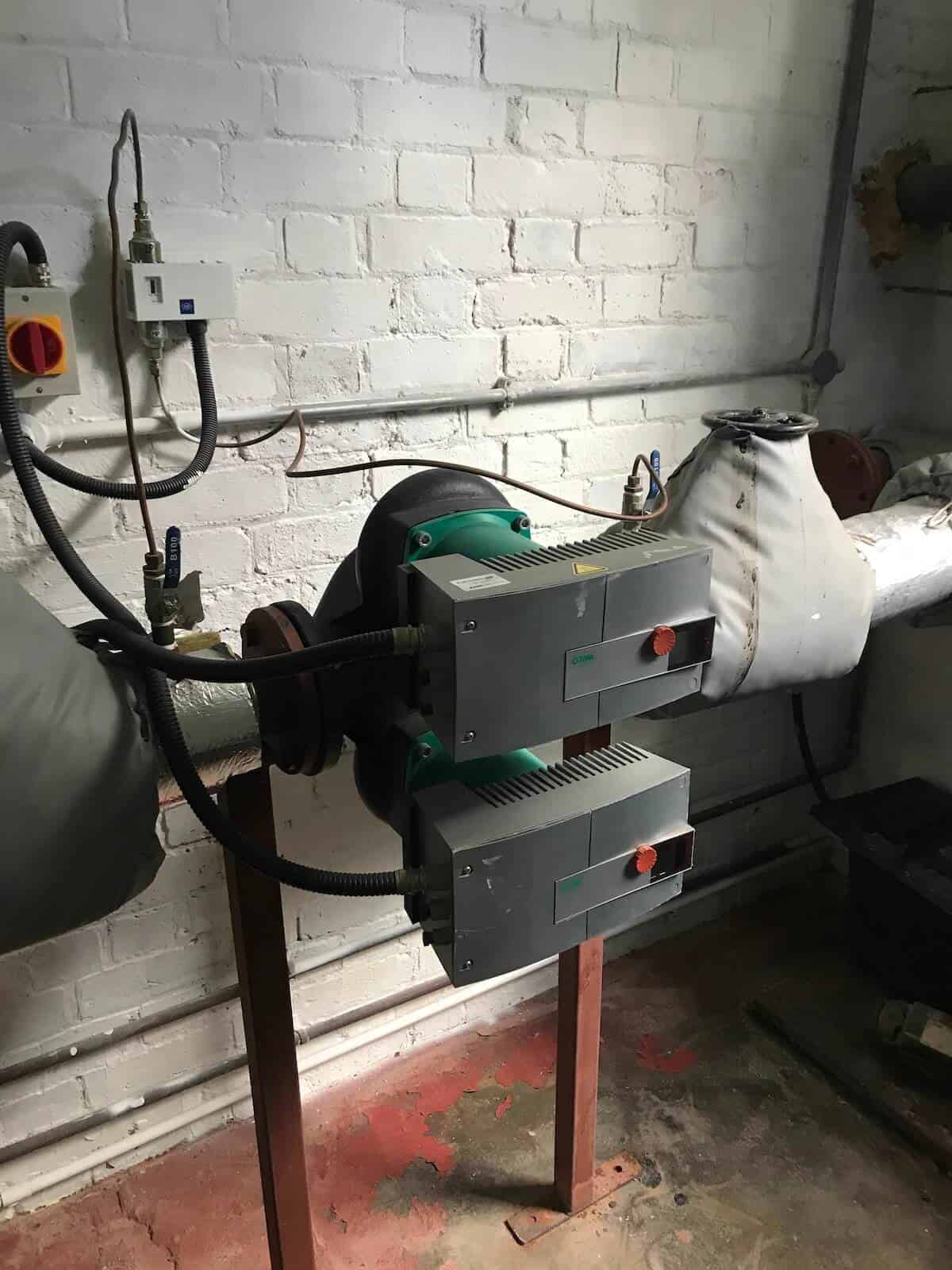 Existing pump systems in the basement plant room