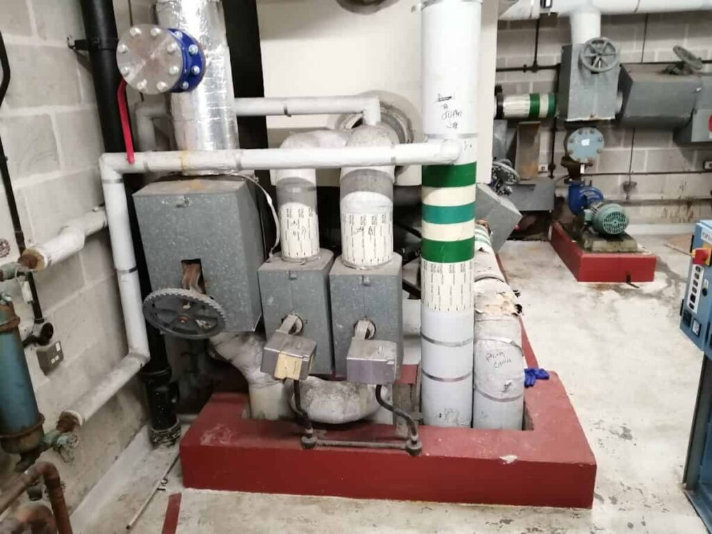 Plant room at Countess of Chester before the work to install new chillers by Kimpton
