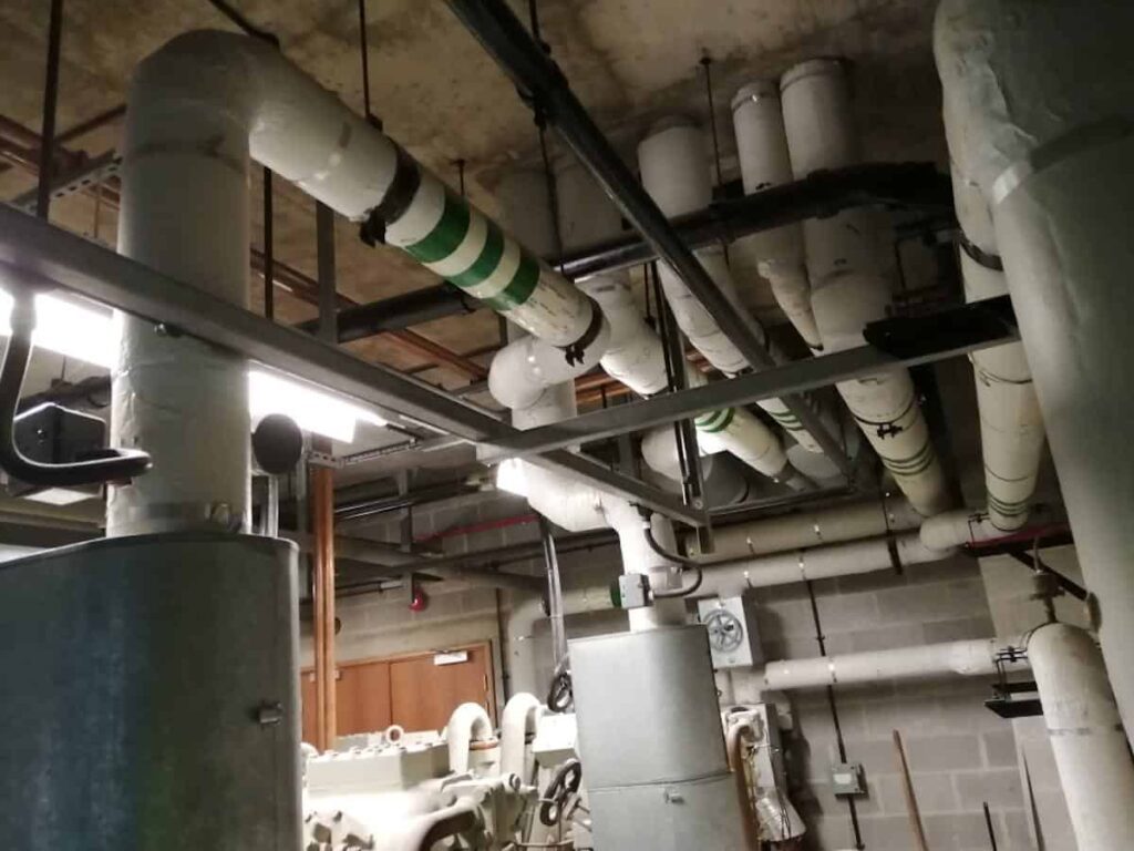 Plant room at Countess of Chester before the work to install new chillers by Kimpton