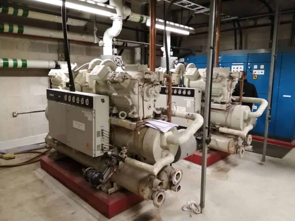 Plant room at Countess of Chester before the work to install new chillers by Kimpton