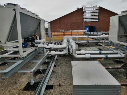 rooftop plant after installation with insulated pipework completed