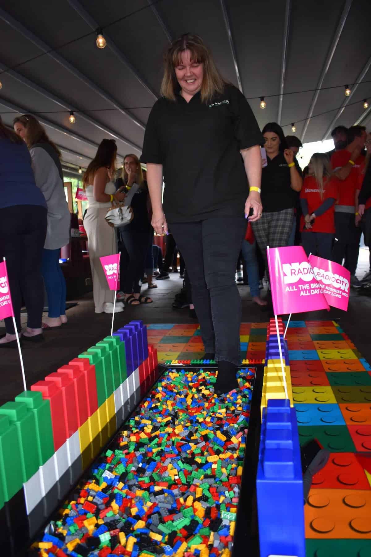 Kerry Davies of Kimpton completes the Lego Walk of pain