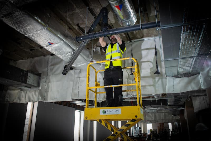 Enclosed ductwork on a commercial plumbing job