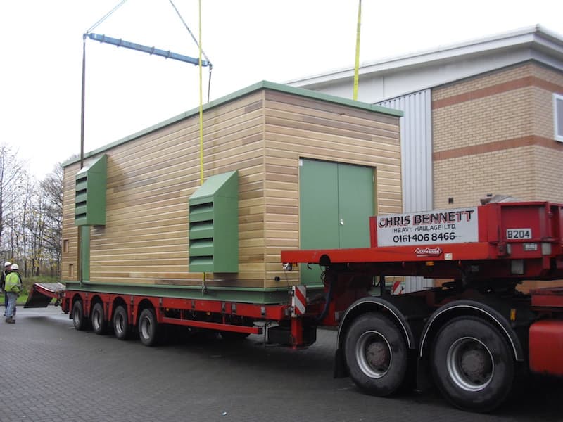 packaged plant being delivered for a replacement machine room