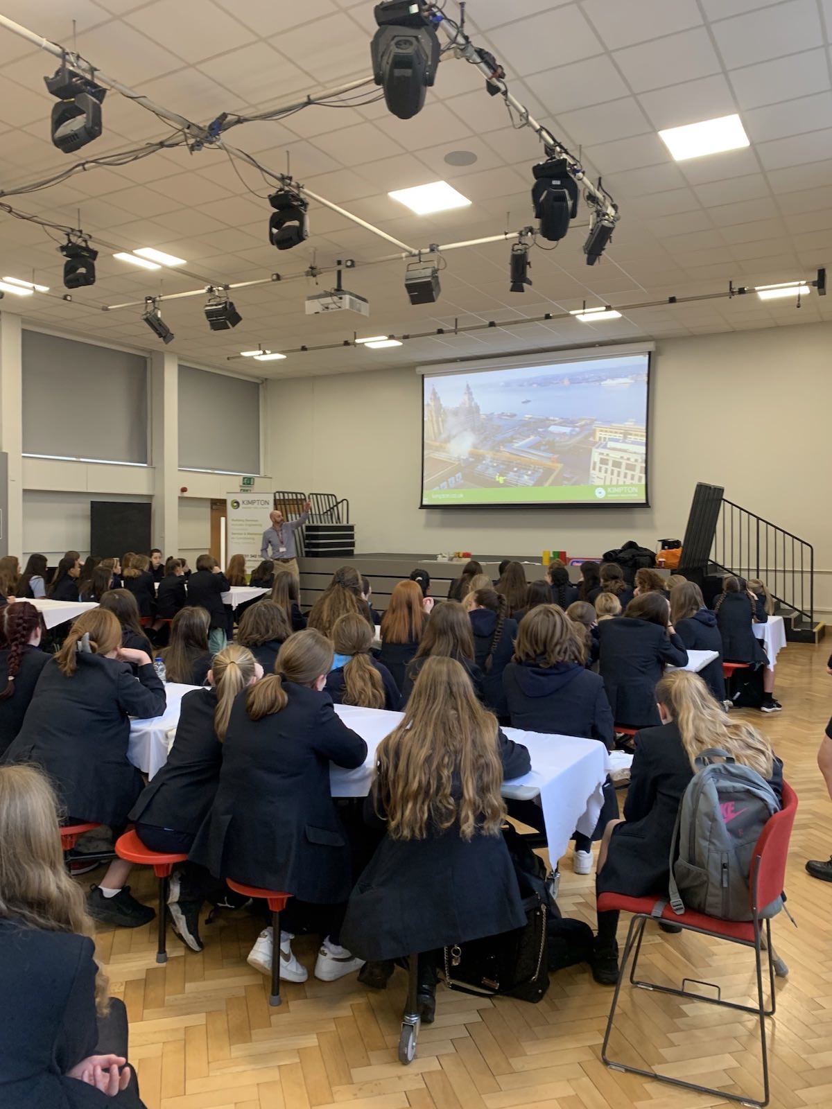 Matt and Grace at Prenton High School for Girls leading the Enterprise Challenge on decarbonisation of their school