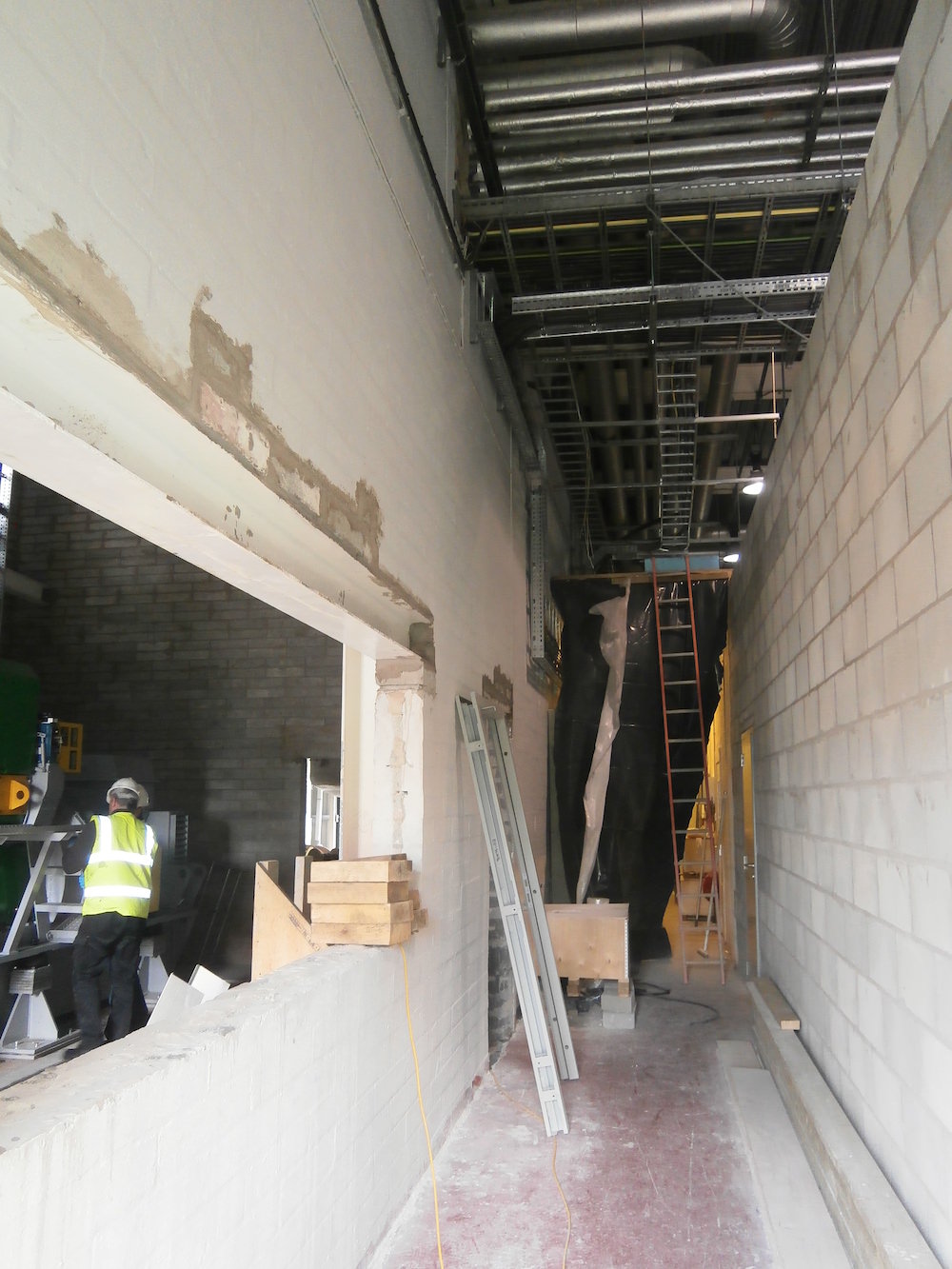 1 the inside of the unit as some of the block and steelwork is added