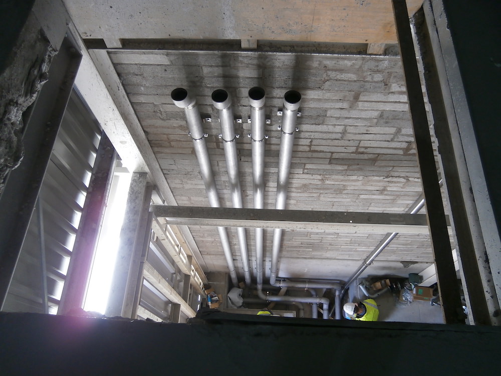 3 Pipework being carried through the building