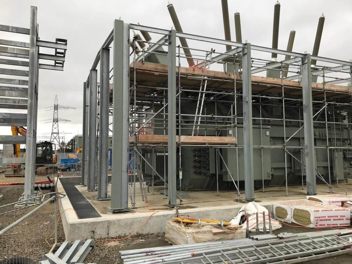7 The steel erection begins for the transformer enclosures