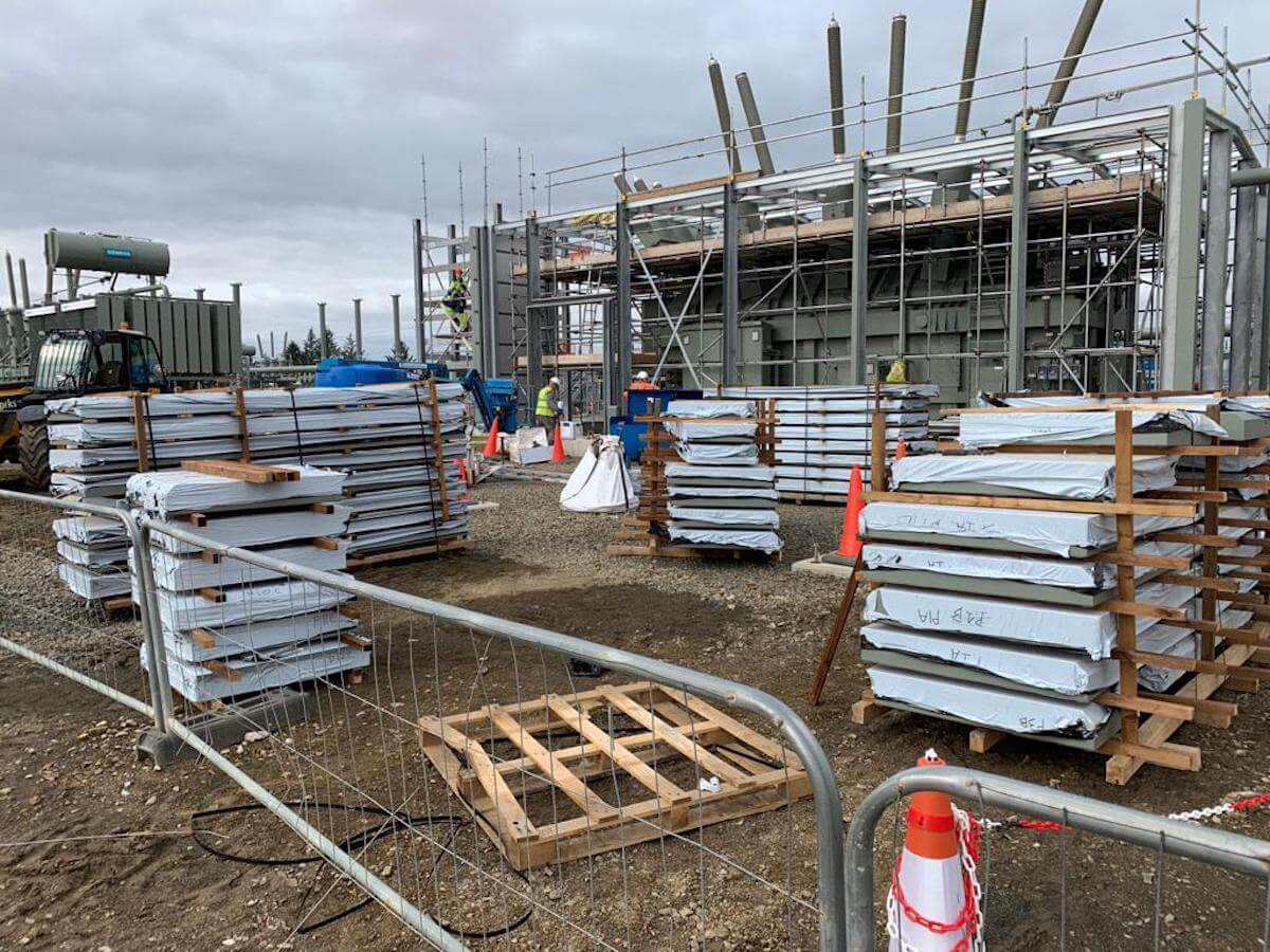 9 the materials arrive to clad the enclosure once the steelwork is completed