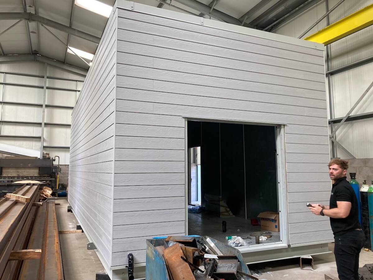 Phil checks over the final build of the acoustic plant room