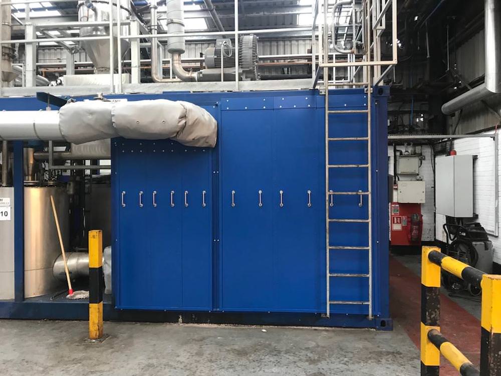The completed acoustic barrier showing ducted exhaust