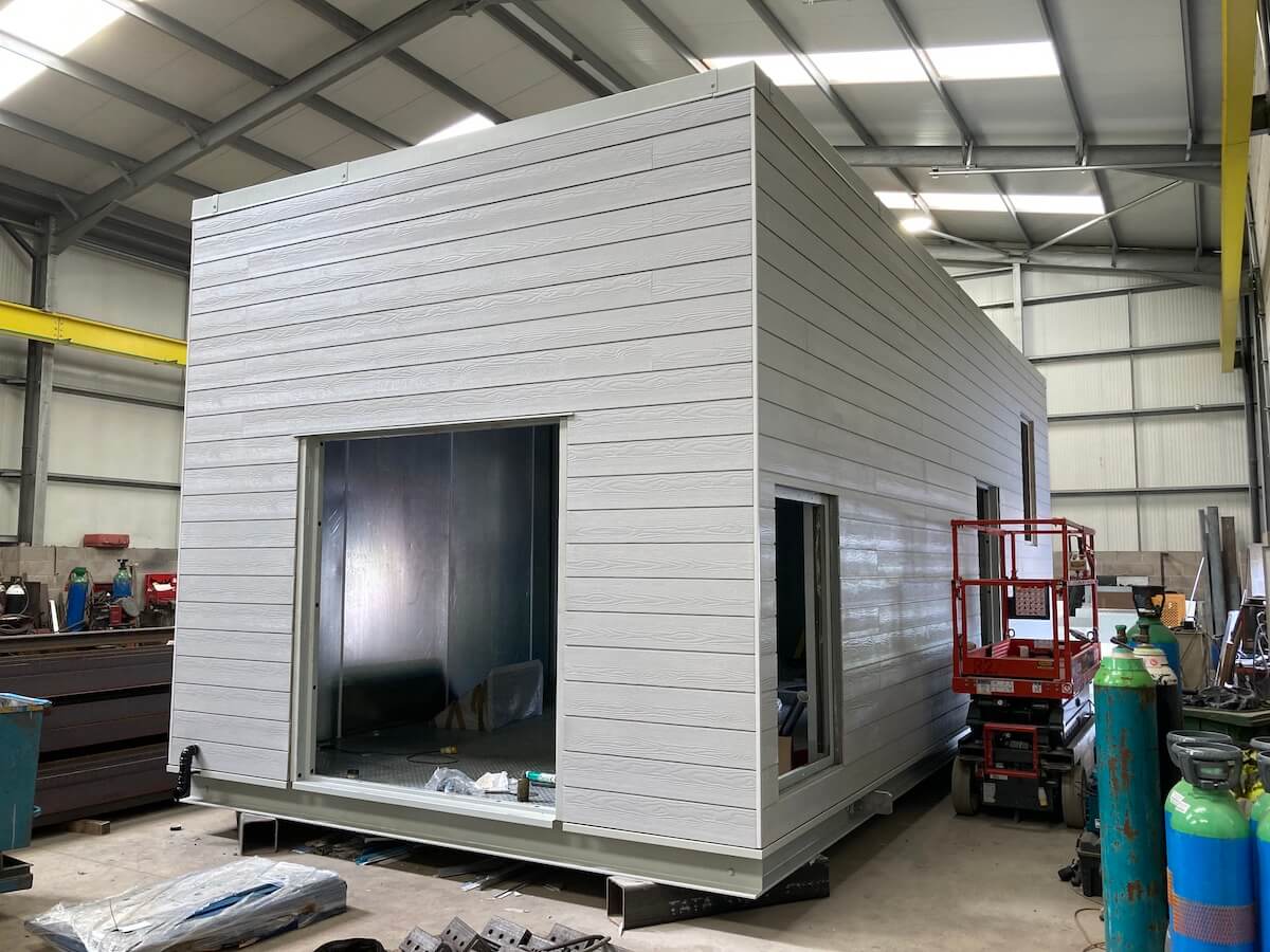 final external cladding is added - this can be any finish for your own acoustic packaged plant room