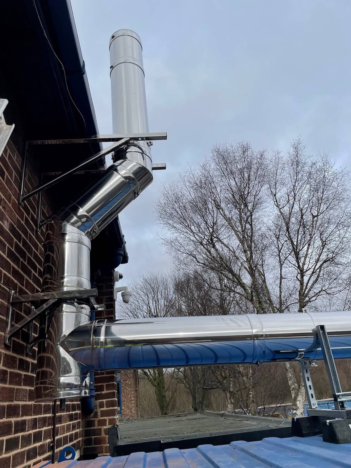 Flue from new boiler room