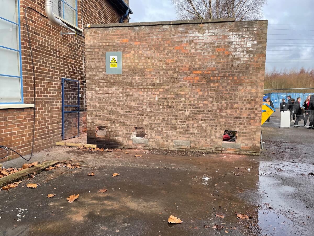 New brickwork openings are created to carry the steel frame to support the plant room