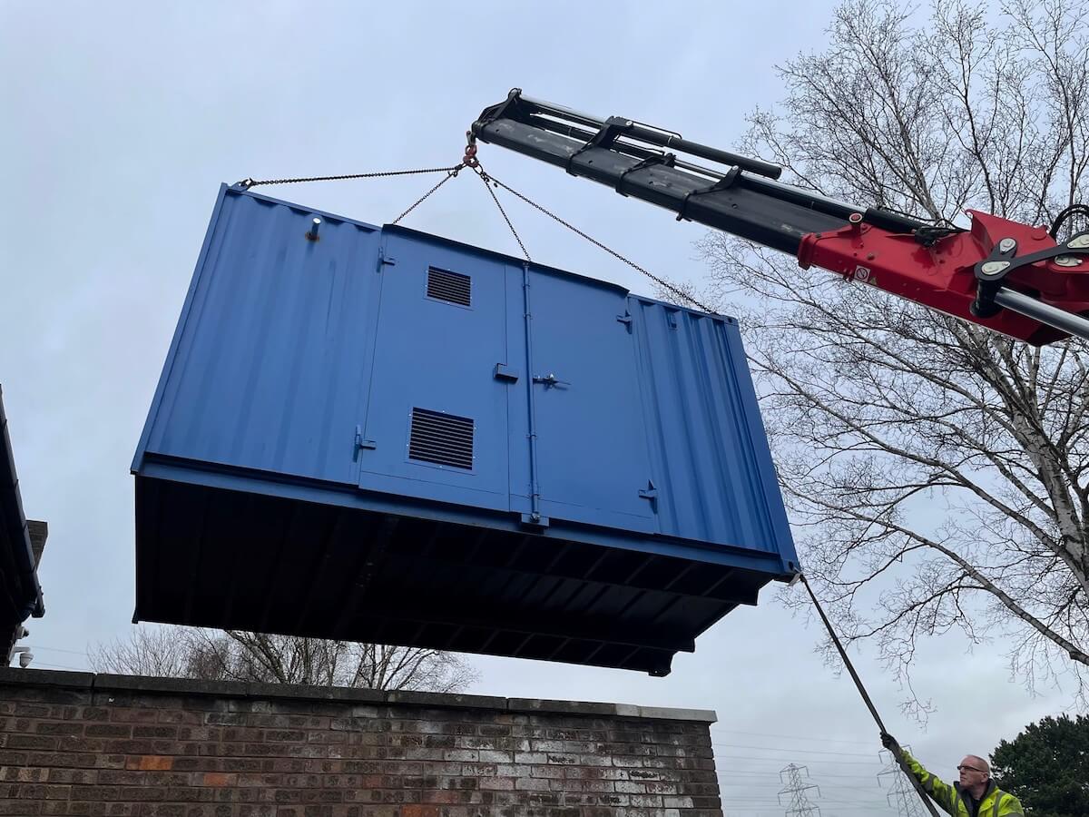 Packaged plant boiler room arriving on site
