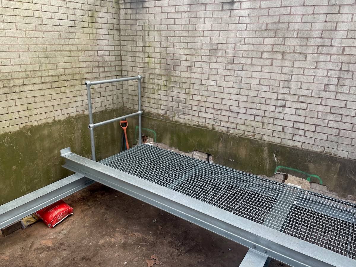 Steelwork in place for the packaged plantroom to arrive