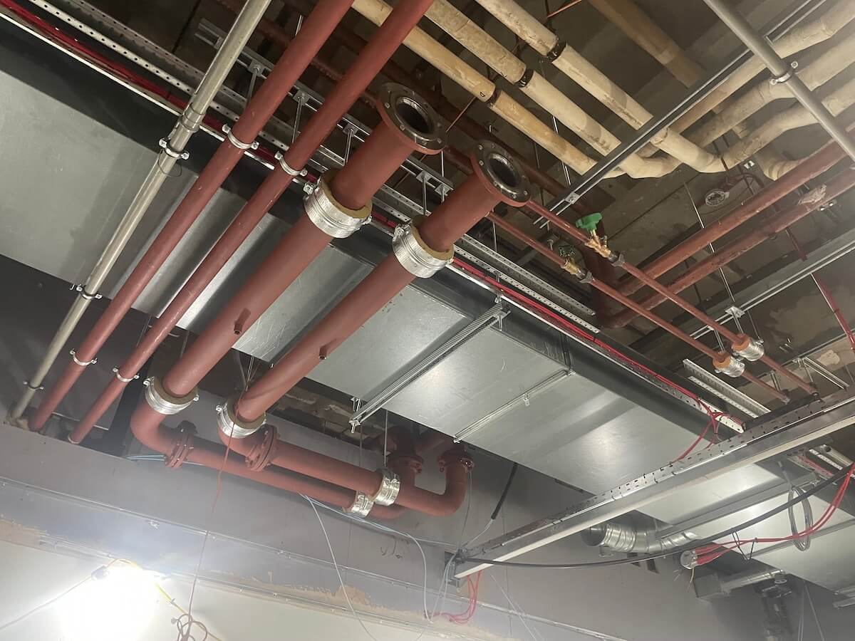 More completed pipework during CAT A office refurbishment in Liverpool by Kimpton