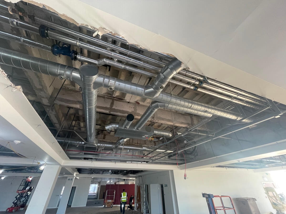 More new ducting within the CAT A office refurbishment in Liverpool by Kimpton
