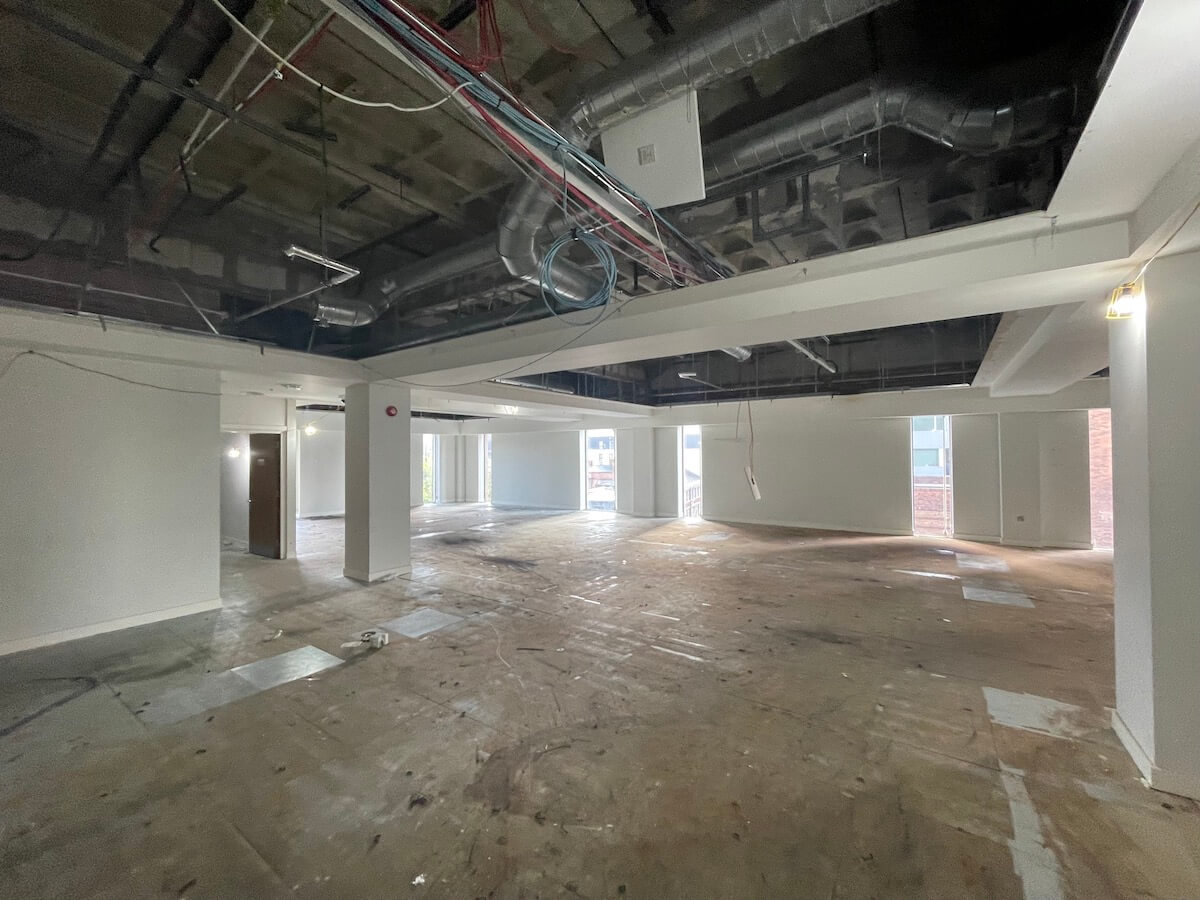 Pipework and wiring as part of CAT A office refurbishment in Liverpool by Kimpton