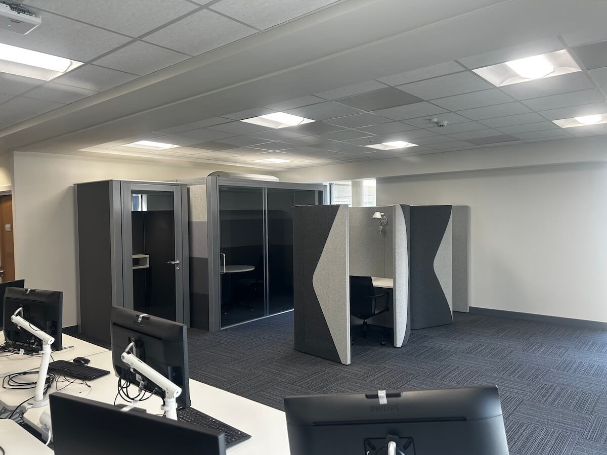 Pod and break out spaces within the Cat B Office Refurbishment by Kimpton