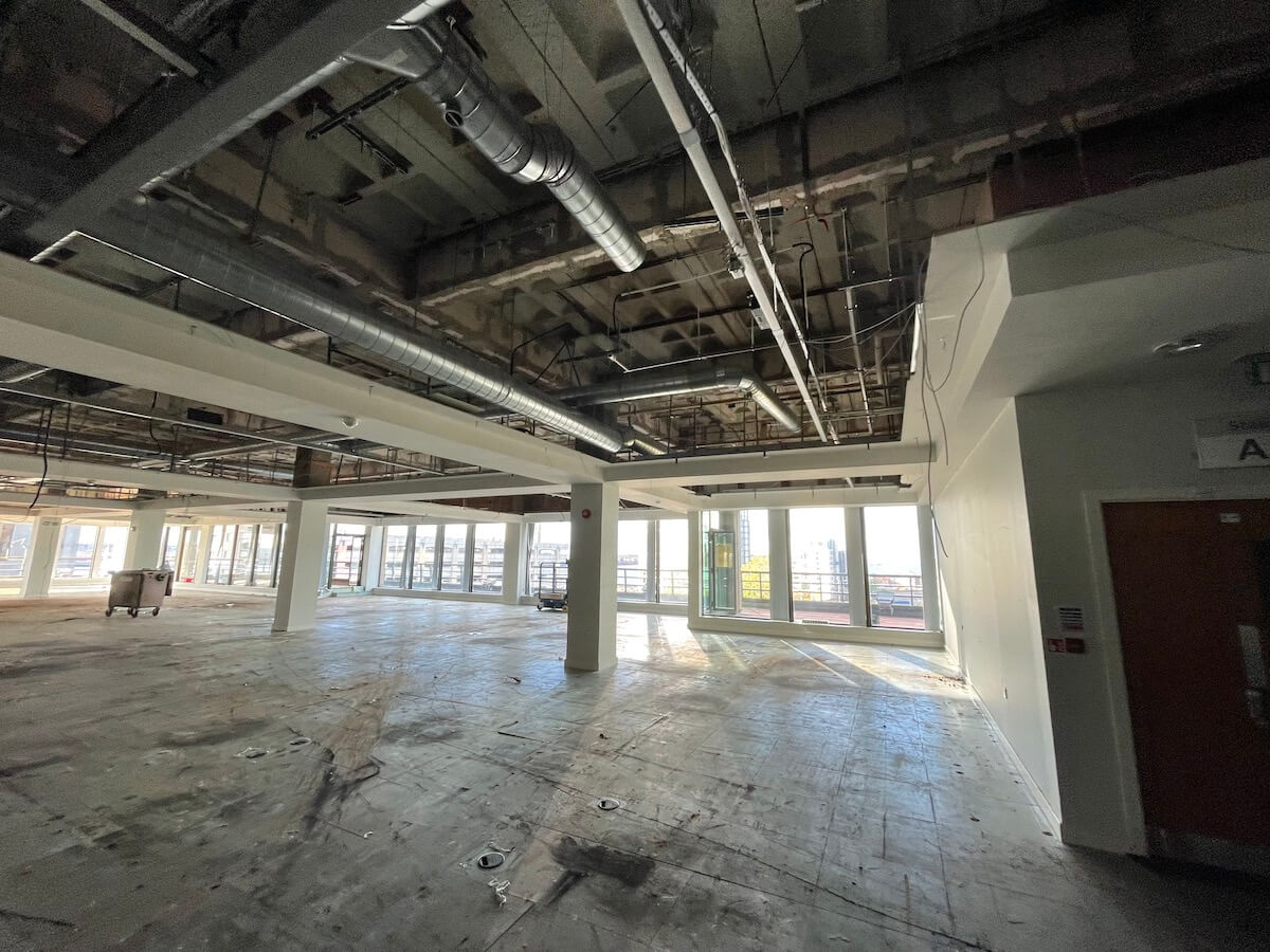 View across the floor during Cat A office refurbishment Liverpool Kimpton