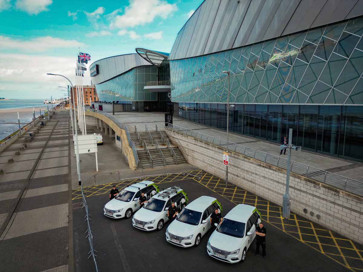 Some of the Kimpton Engineers in their electric vehicles at the ACC Arena