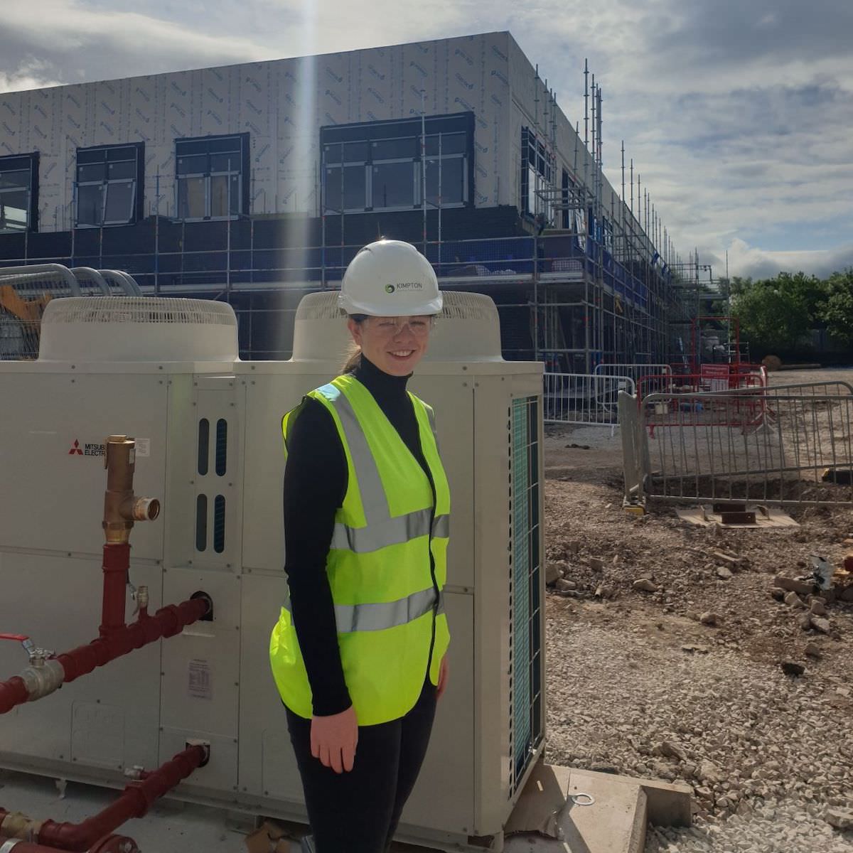 Grace Roberts as an apprentice on site with Kimpton