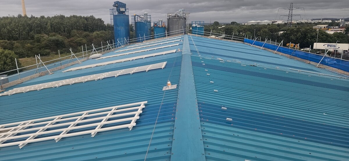 Along the ridge of the Solar PV installation at Hitex by Kimpton