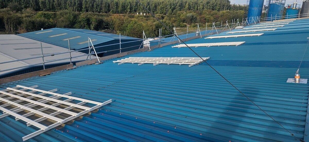 Frames to cover rooflights during Solar PV installation at Hitex by Kimpton
