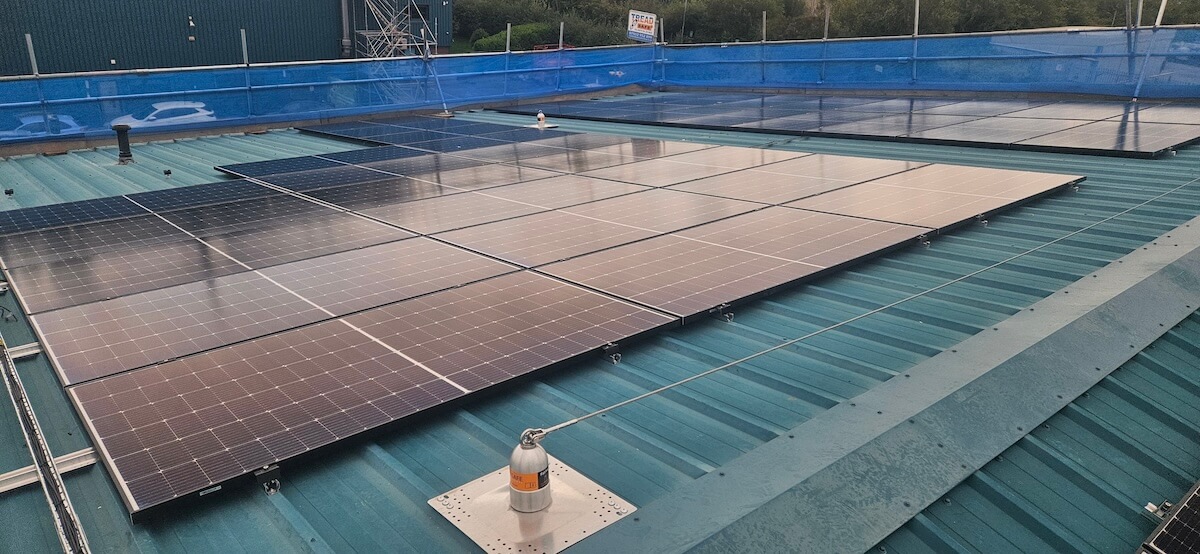 Mansafe system in the foreground for the Solar PV installation at Hitex by Kimpton
