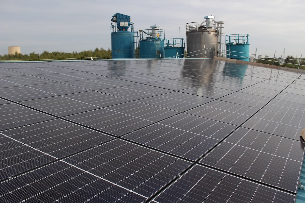 Near finished Solar PV installation at Hitex by Kimpton